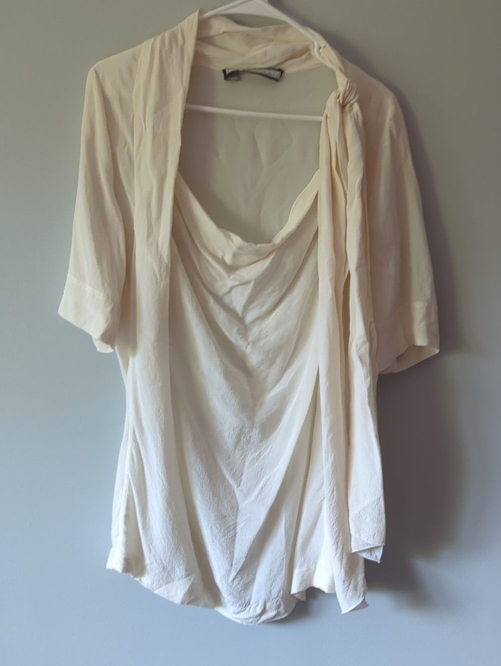 Aquilano Rimondi Silk Cream Draped Blouse